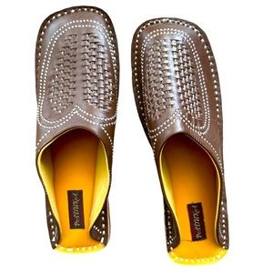 House Shoes Brown Leather Slippers Chanclas